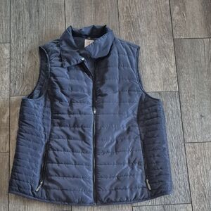 Dress Barn Navy Quilted Zip-Front Puffer Vest